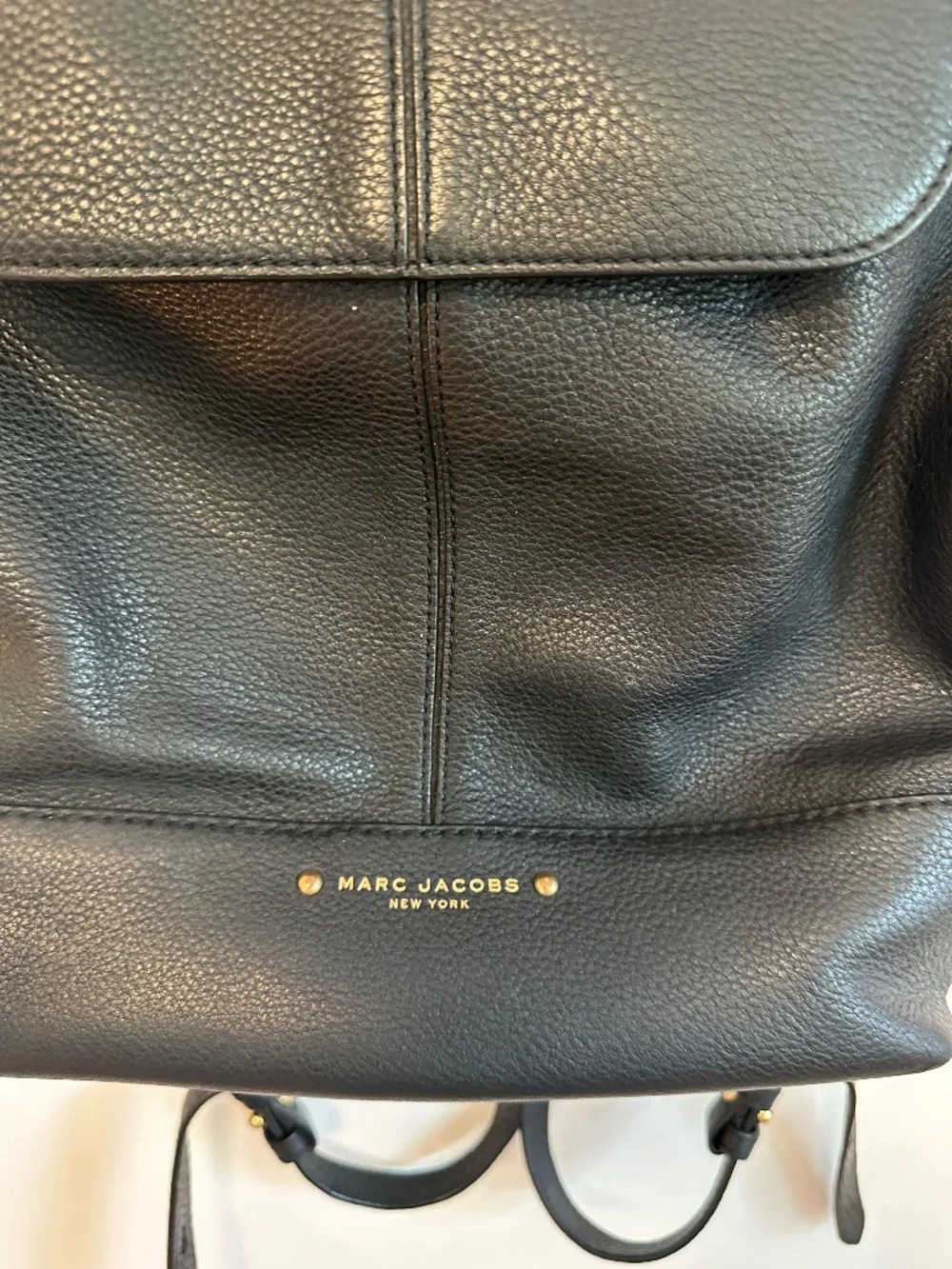 Marc Jacobs Drawstring Backpack in Black Pebbled Leather